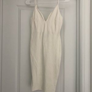 White Bodycon Deep V Dress Small